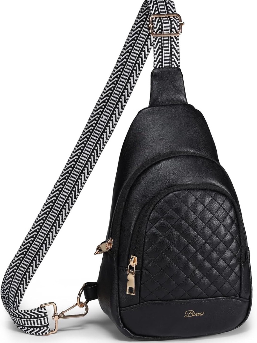 Black Quilted Crossbody Sling Bag